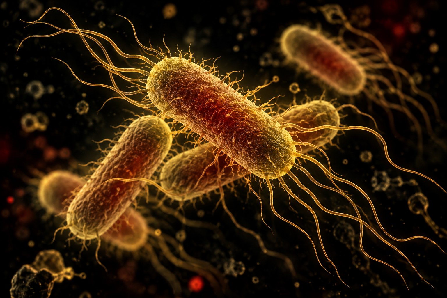 Visualización conceptual de células de Salmonella