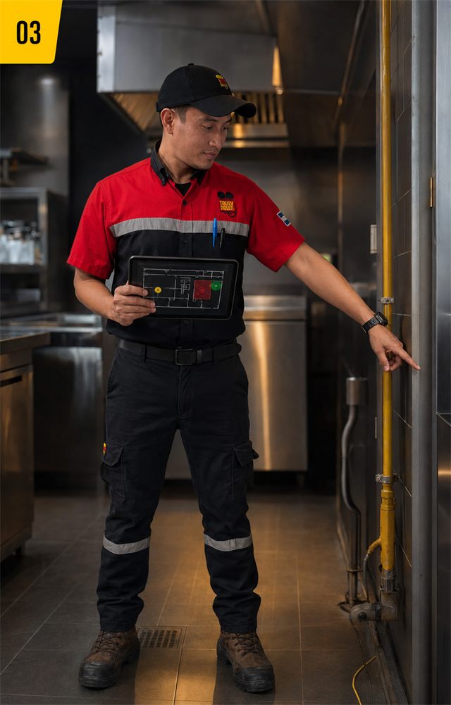 Técnico determinando el plan de control de plagas