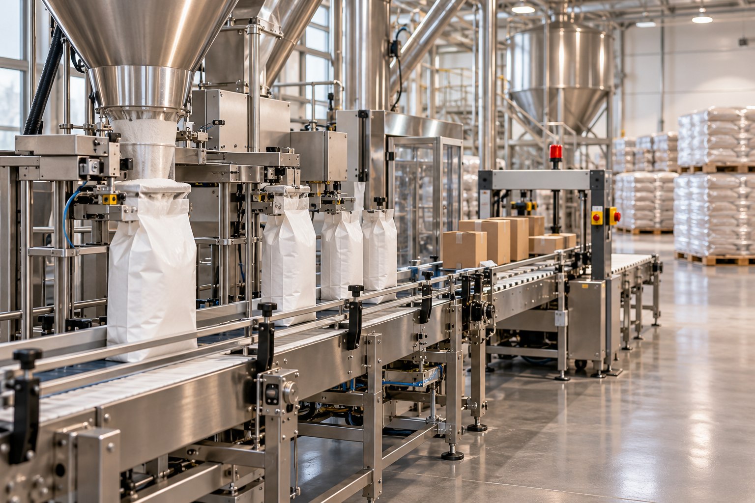 Zona crítica de proceso, empaque y producto terminado en una planta de alimentos secos