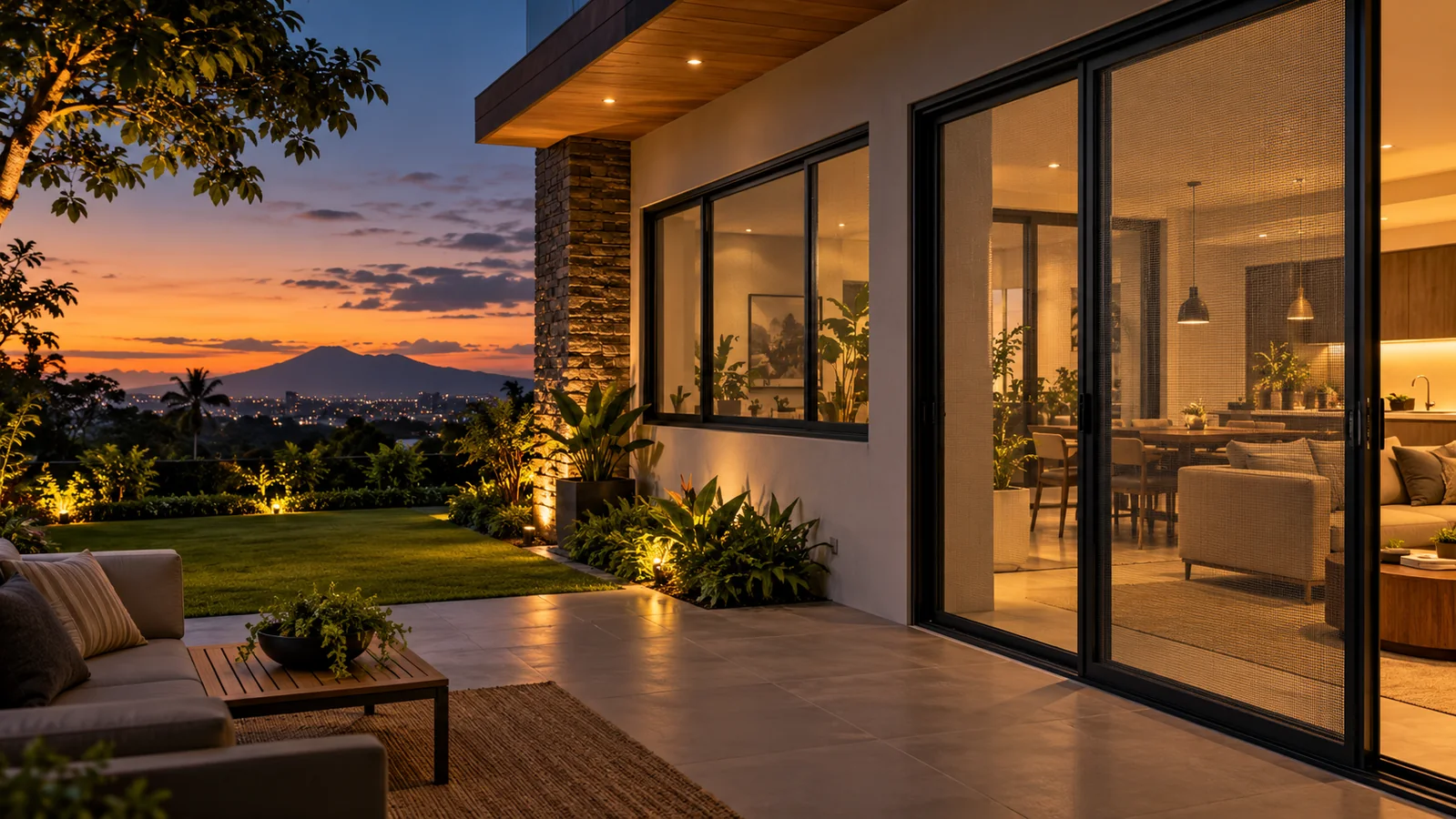 Zarandas instaladas en las ventanas y puerta de una residencia contemporánea en El Salvador
